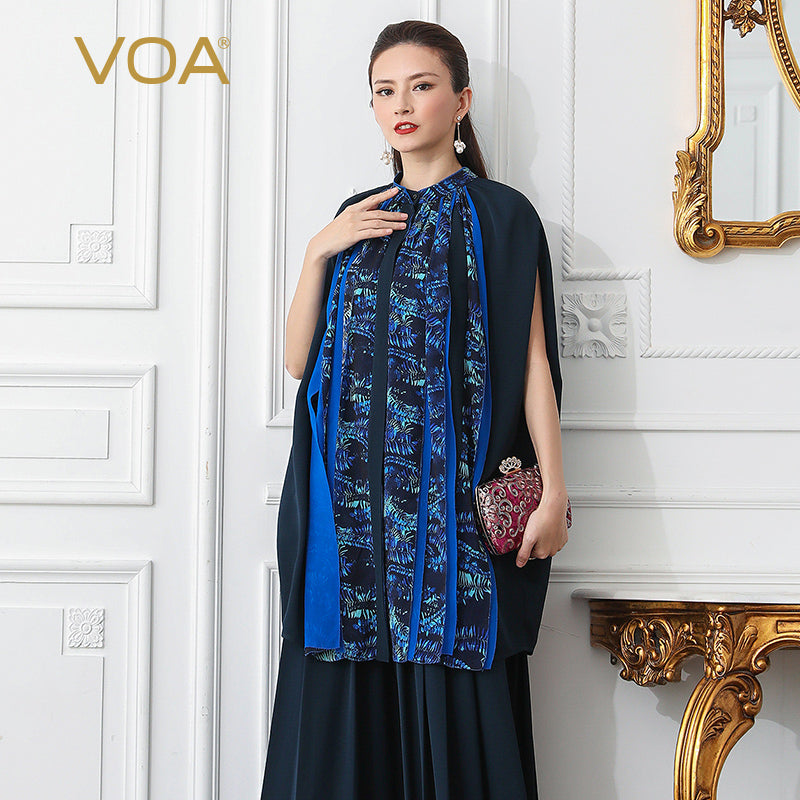 VOA Plus Size 5XL Loose T Shirt Silk Women Tops Casual Tee Oversize Pullover Print Harajuku Summer Boho Short Sleeve B510